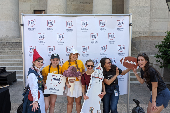 Ohio Tourism Day backdrop and props